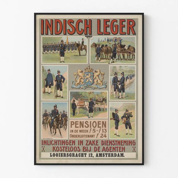 Vintage military poster Indisch Leger 1909 wall decoration