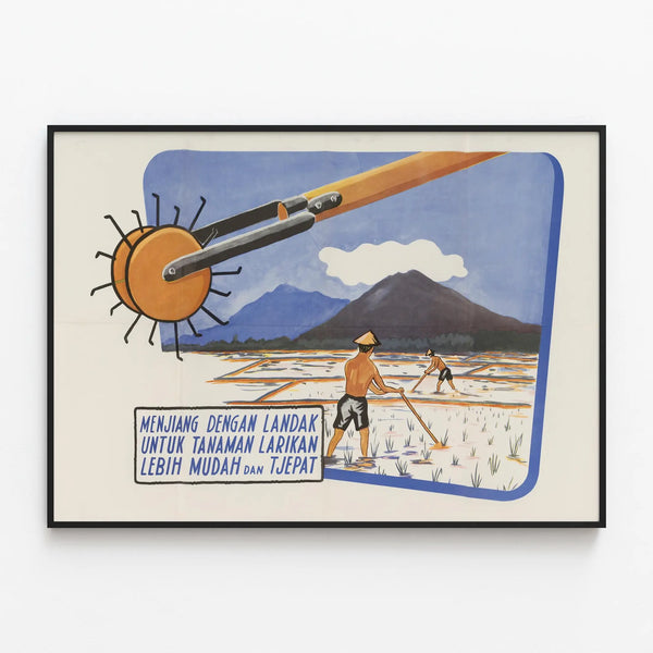 Vintage Indonesian Poster for Agricultural Wall Decoration — framed artwork on a wall