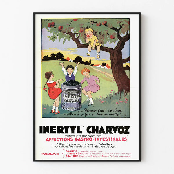 Vintage Inertyl Charvoz Poster - Retro Wall Decoration for Digestive Health