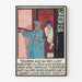 Vintage cinema poster with woman and doorman at the entrance