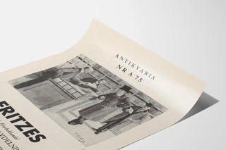 Vintage Poster of Antique Bookstore - Book Scene and Customers
