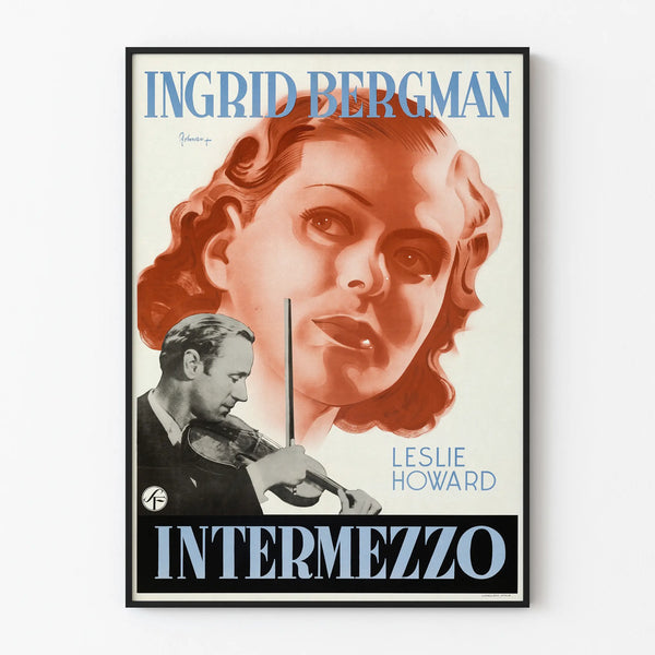Vintage poster Intermezzo with Ingrid Bergman and violinist