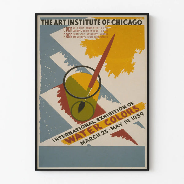 Vintage poster for watercolor exhibition at the Art Institute of Chicago