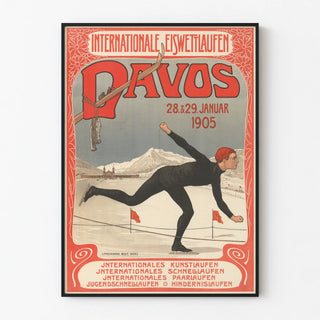 Vintage poster of international figure skating Davos 1905