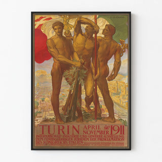 Vintage industrial exhibition poster of Turin 1911