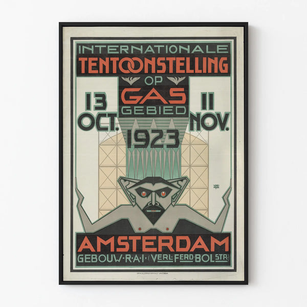 Vintage poster for the international gas exhibition 1923 Amsterdam