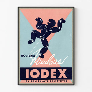 Vintage Iodex advertisement poster for joint pain