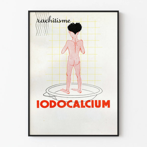 Vintage medical poster on rickets and Iodocalcium