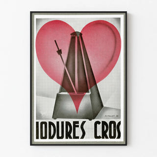 Vintage Poster Iodures Cros with Microphone and Red Heart