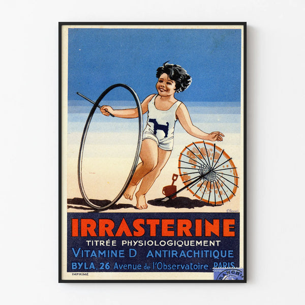 Vintage advertising poster IRRASTERINE Vitamin D antirachitic