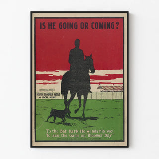 Vintage baseball poster 'Is He Going or Coming?'
