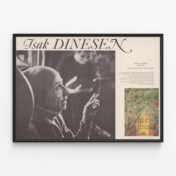 Vintage Poster Isak Dinesen - Great Authors from the Reading Program — framed artwork on a wall
