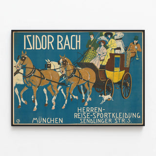 Vintage poster Isidor Bach - Men's fashion travel and sports — framed artwork on a wall