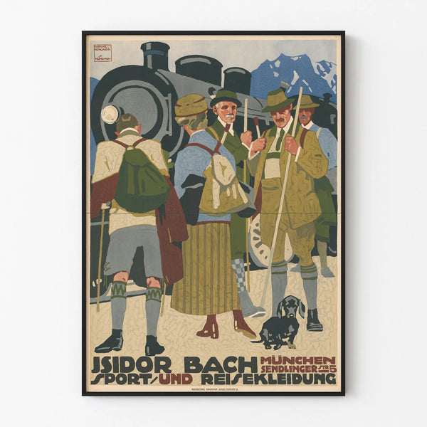 Vintage poster for wall decoration featuring sports and travel clothing