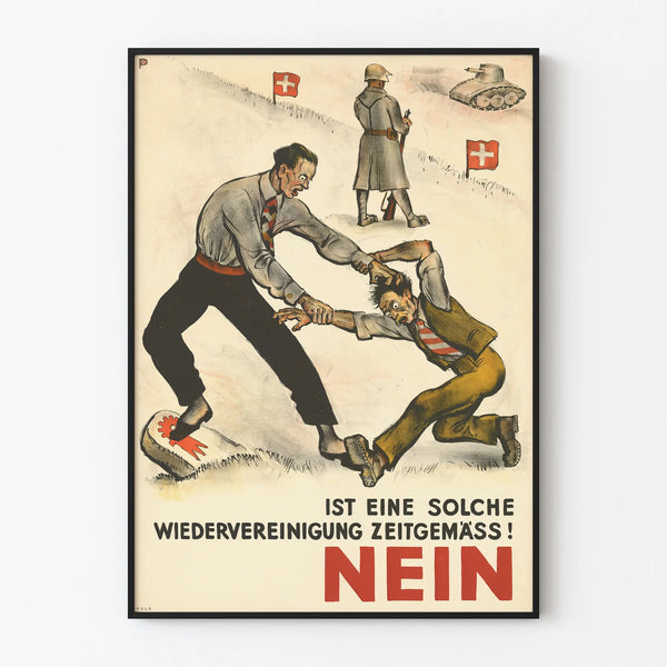 Vintage Swiss poster on political reunification - Historic wall decoration