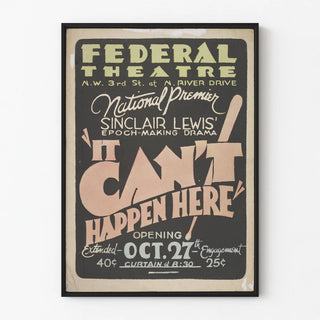 Vintage Theater Poster 'It Can't Happen Here' Sinclair Lewis
