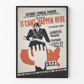 Poster for the Theatre It Can't Happen Here - Vintage Wall Decoration