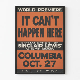Vintage poster It Can't Happen Here - World premiere