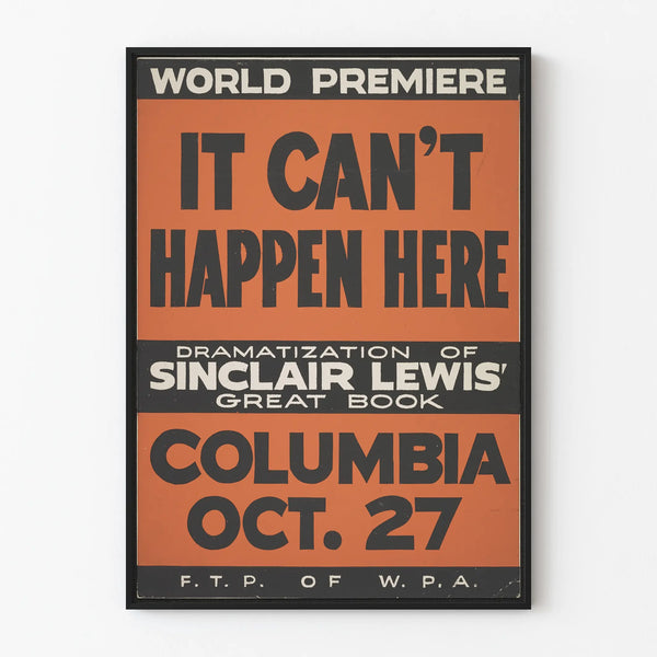 Vintage poster It Can't Happen Here - World premiere