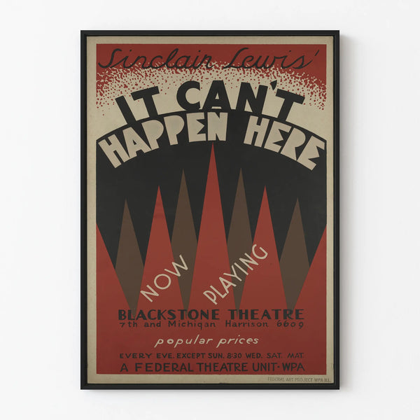 Vintage poster It Can't Happen Here for wall decoration