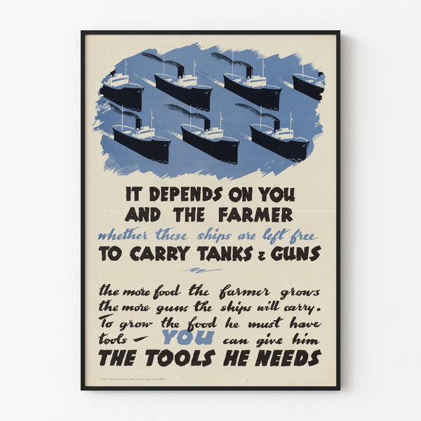 Vintage activist poster ships and farmer