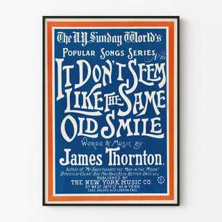 Vintage Poster Chant 'It Don’t Seem Like The Same Old Smile' James Thornton