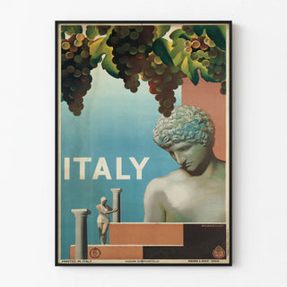 Vintage Italian Poster with Classical Statue and Grapes