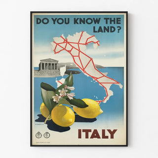 Vintage Poster of Italy's Map and Lemon