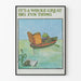 Illustrated Poster Frog Reading in a Boat