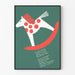 Decorative poster of a rocking horse with minimalist design
