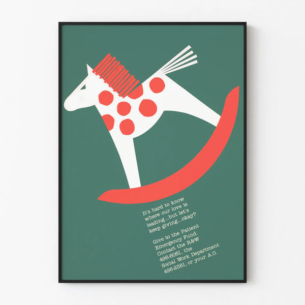 Decorative poster of a rocking horse with minimalist design