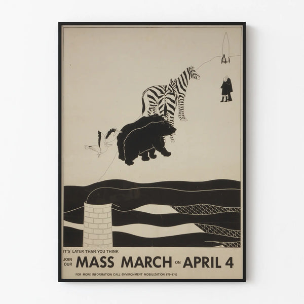 Vintage poster for environmental march « Mass March on April 4 »