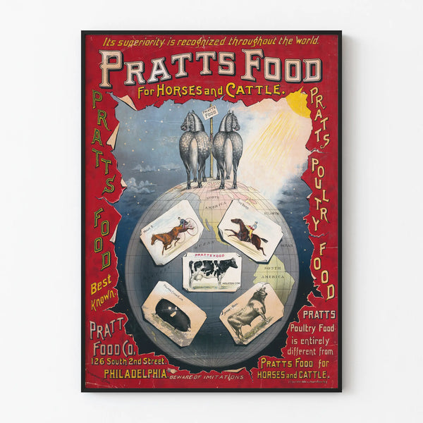 Vintage poster for Pratts Food for horses and livestock