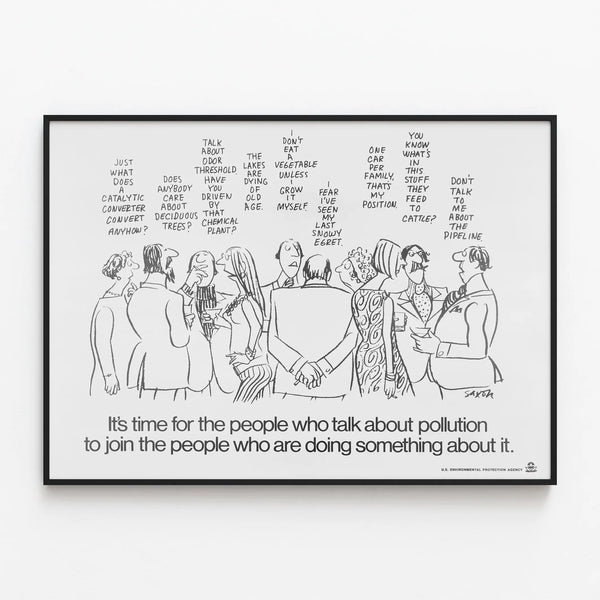 Vintage Poster on Pollution Awareness - U.S. Environmental Protection Agency — framed artwork on a wall