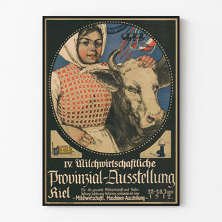 Vintage poster of the 4th provincial dairy exhibition Kiel 1912
