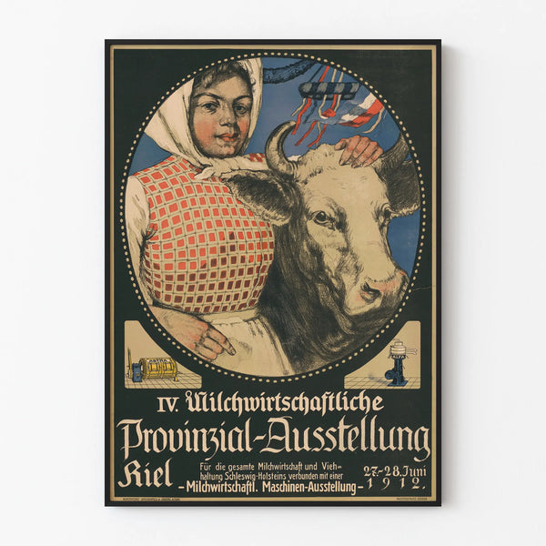 Vintage poster of the 4th provincial dairy exhibition Kiel 1912