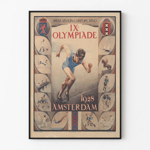 Vintage poster of the 9th Olympiad Amsterdam 1928, sports and athletics