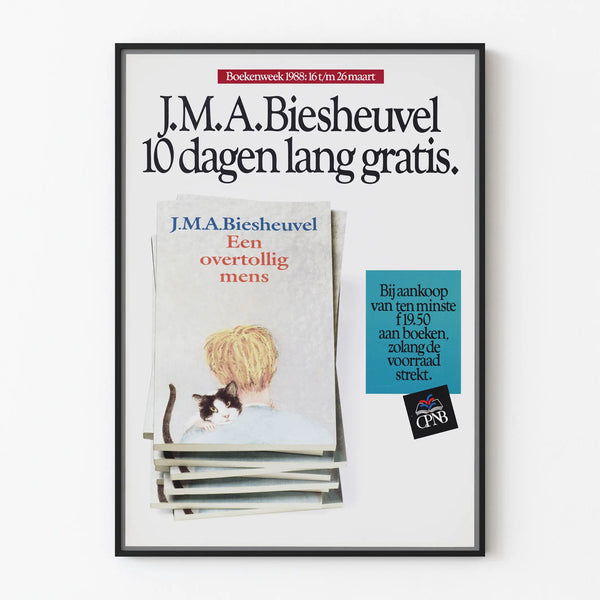 Vintage poster Boekenweek 1988 J.M.A. Biesheuvel - Literary wall decoration