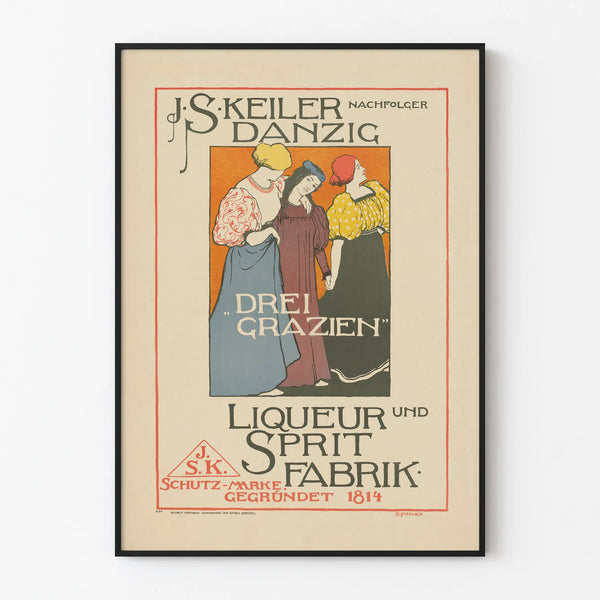 Vintage advertising poster for Danzig liqueur - The Three Graces