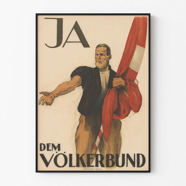 Vintage poster of the League of Nations for wall decoration