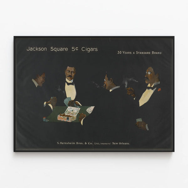 Vintage Jackson Square 5¢ Cigars Poster - Retro Wall Decoration — framed artwork on a wall