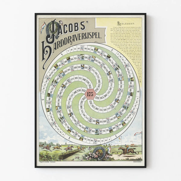Vintage Board Game Poster Jacobs' Harddraverijspel