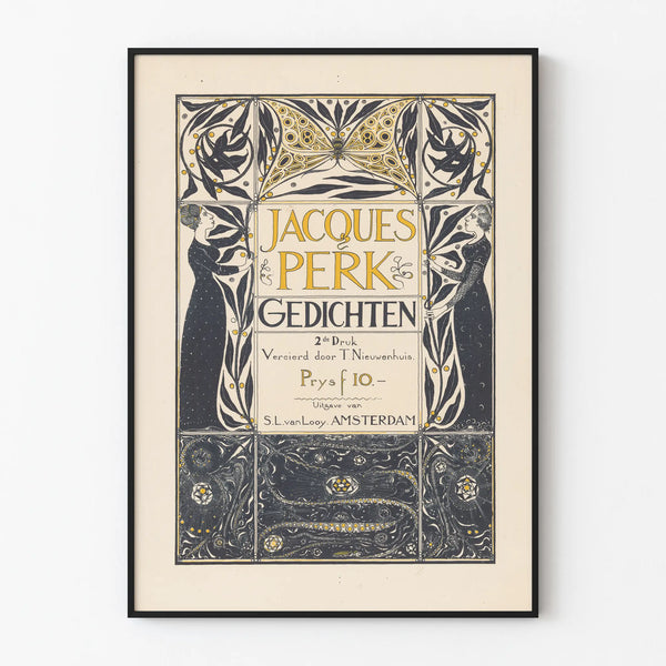 Vintage decorative poster Jacques Perk Poems 1897