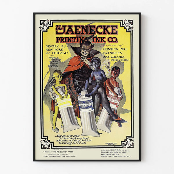 Vintage advertising poster of Jaenecke printing inks