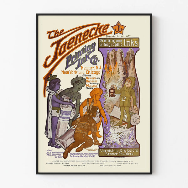 Vintage Jaenecke Poster with Printing Ink and Lithographic Colors