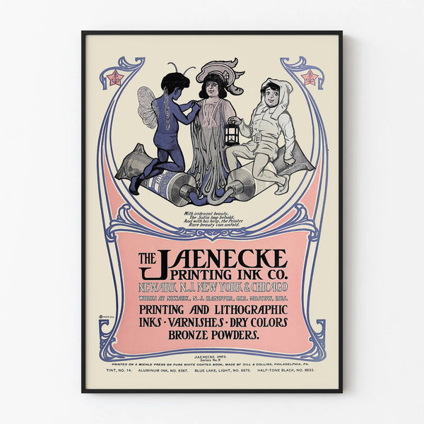 Vintage advertising poster Laenecke Printing Ink Co. style Art Nouveau