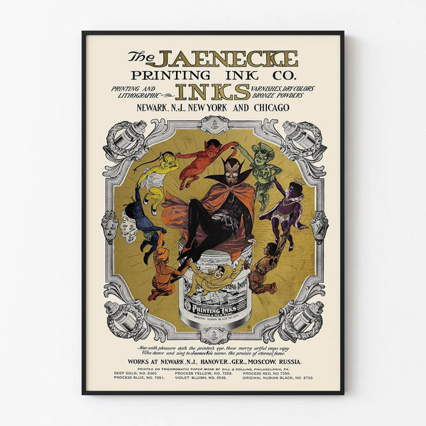 Vintage poster Jaenecke Printing Ink Co. - Retro wall decoration printed