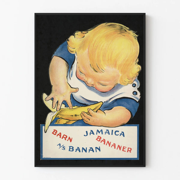 Vintage baby and banana Jamaica Bananer poster wall decoration