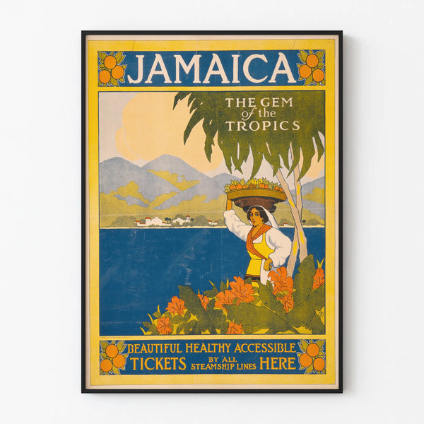 Vintage Jamaican poster, jewel of the tropics for wall decoration