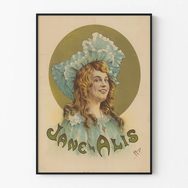 Vintage Poster Portrait of Jane Alis for Wall Decoration